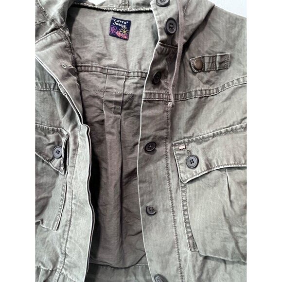 Levis Womens Hooded Olive Green Cotton Cargo‎ Jacket Size M - Picture 8 of 12